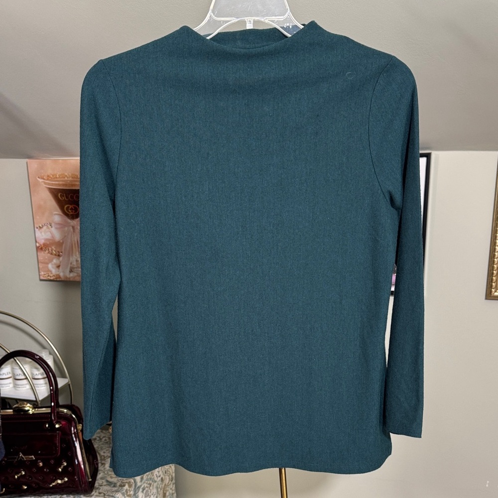 EUC Chico's Deep Teal Long Sleeve Sweater High Neck Boat Style